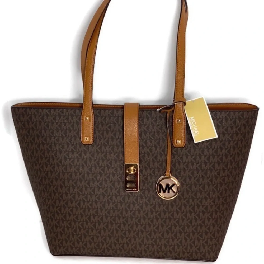 Michael Kors MK Signature Brown Leather Bag Wallet